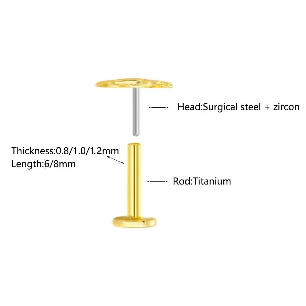 Titanium Flower Stud Piercing Earring for Sensitive Skin