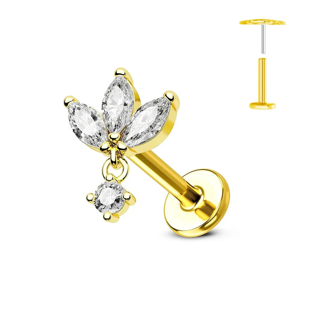 Titanium Flower Stud Piercing Earring for Sensitive Skin