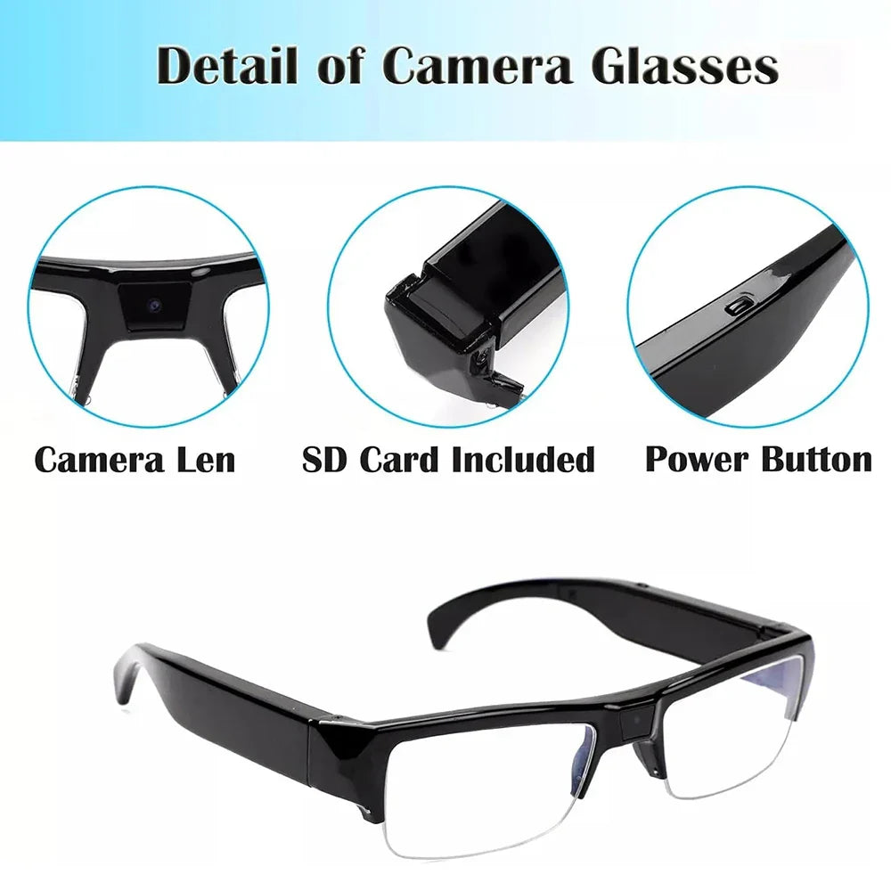1080P HD Mini Camera Glasses Wearable DVR Video Recorder Black