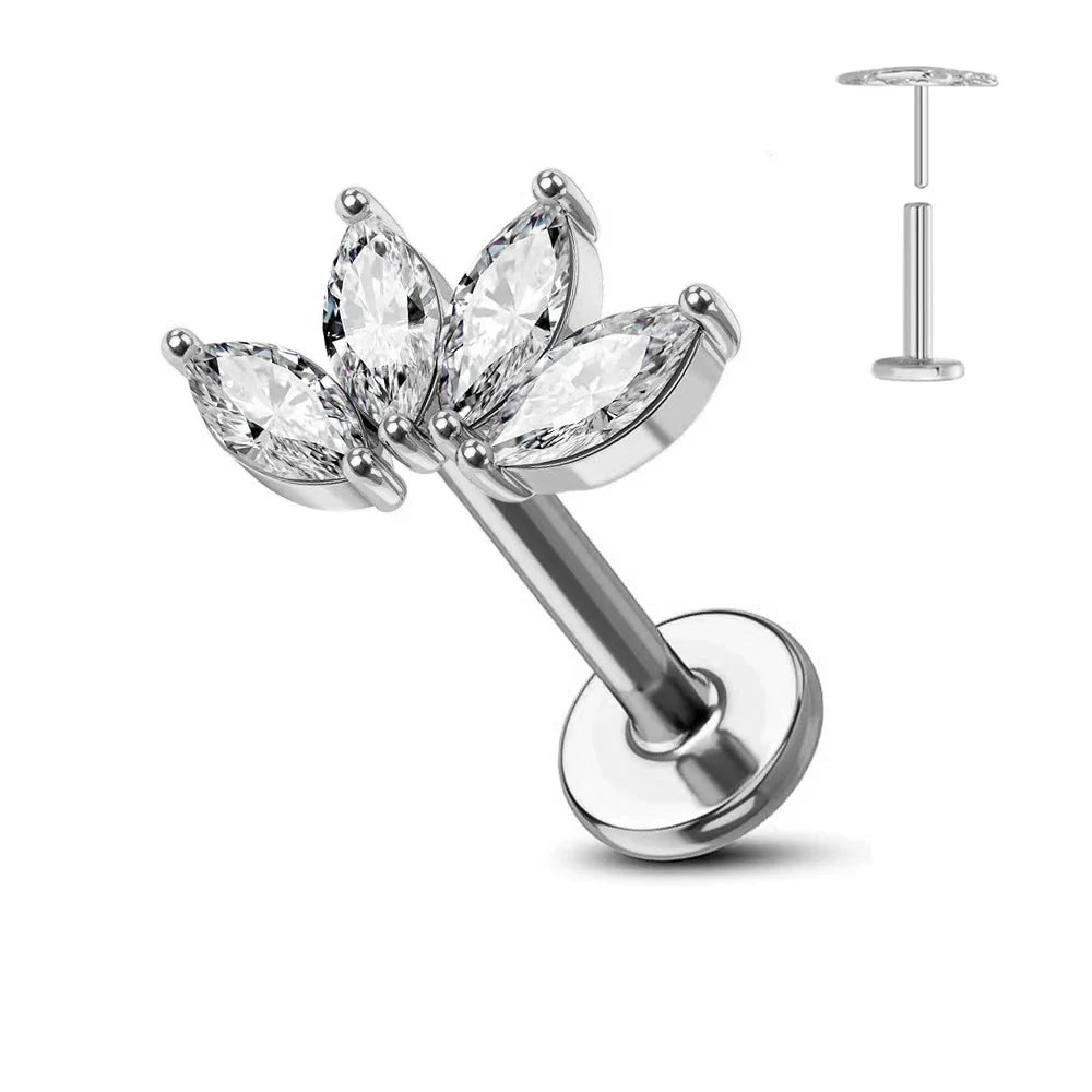Titanium Flower Stud Piercing Earring for Sensitive Skin