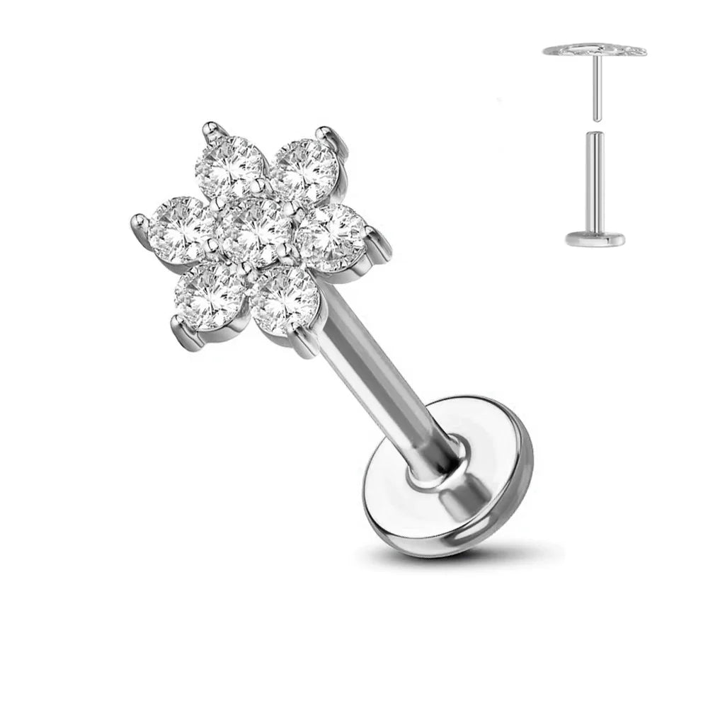 Titanium Flower Stud Piercing Earring for Sensitive Skin