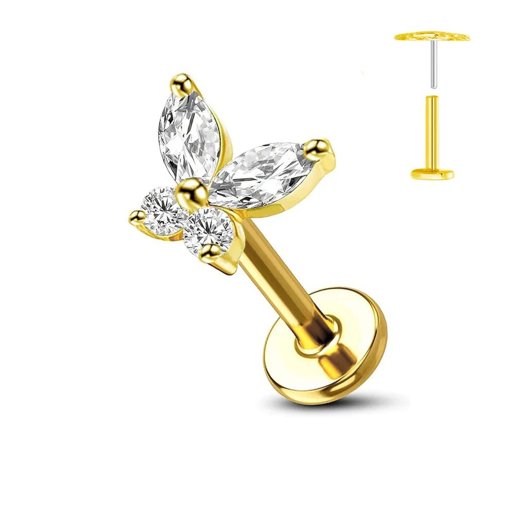 Titanium Flower Stud Piercing Earring for Sensitive Skin