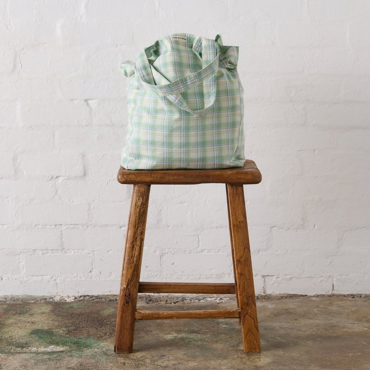 Tote Bag in Honeydew Melon Check