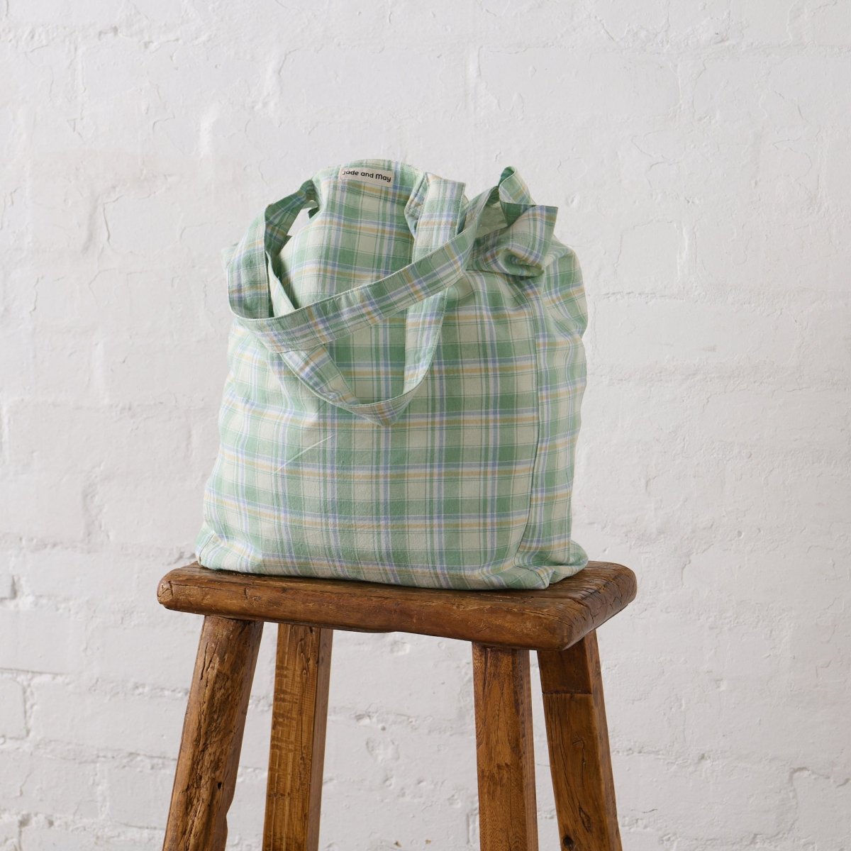 Tote Bag in Honeydew Melon Check